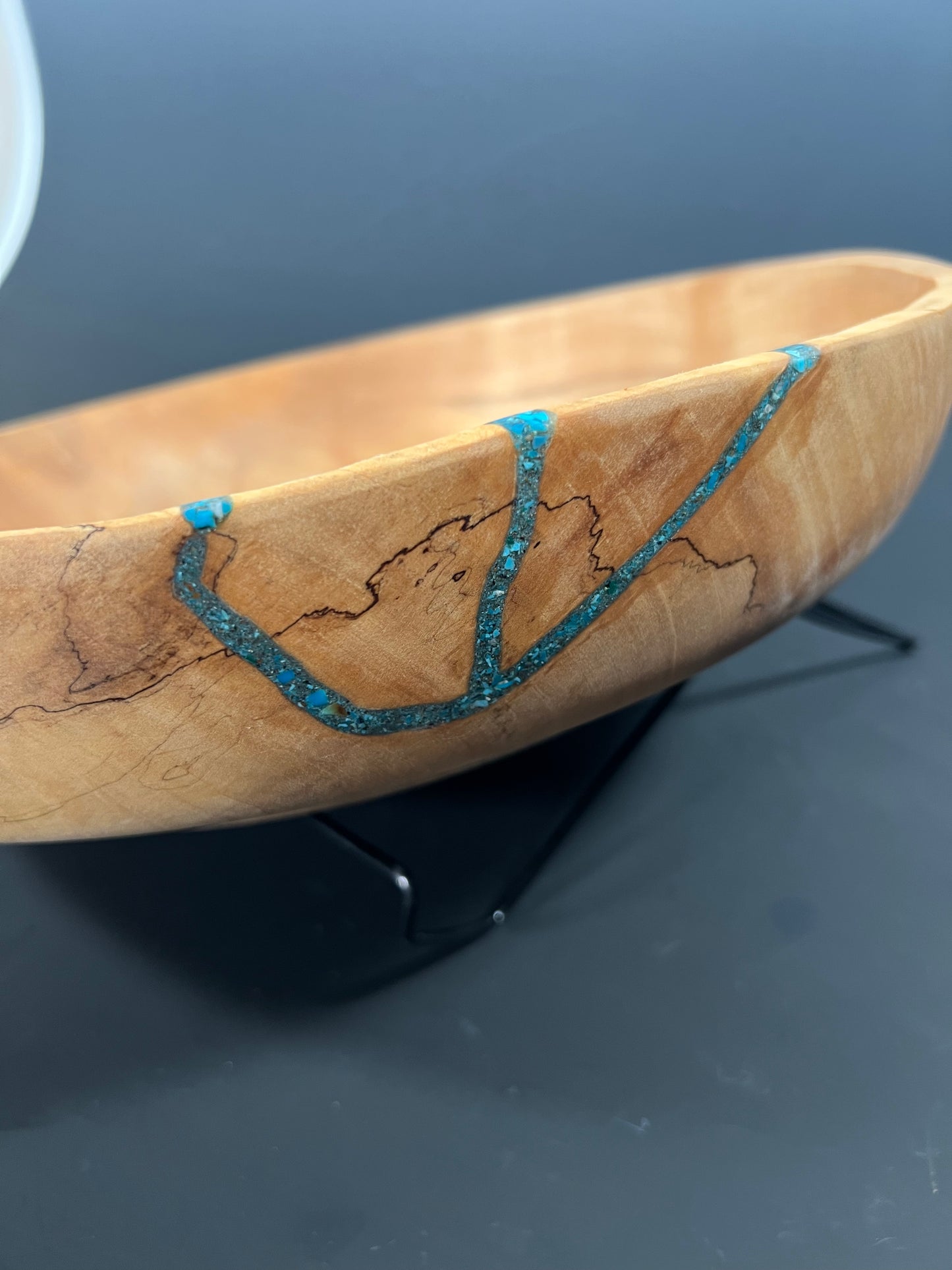 17” salad bowl with turquoise inlay