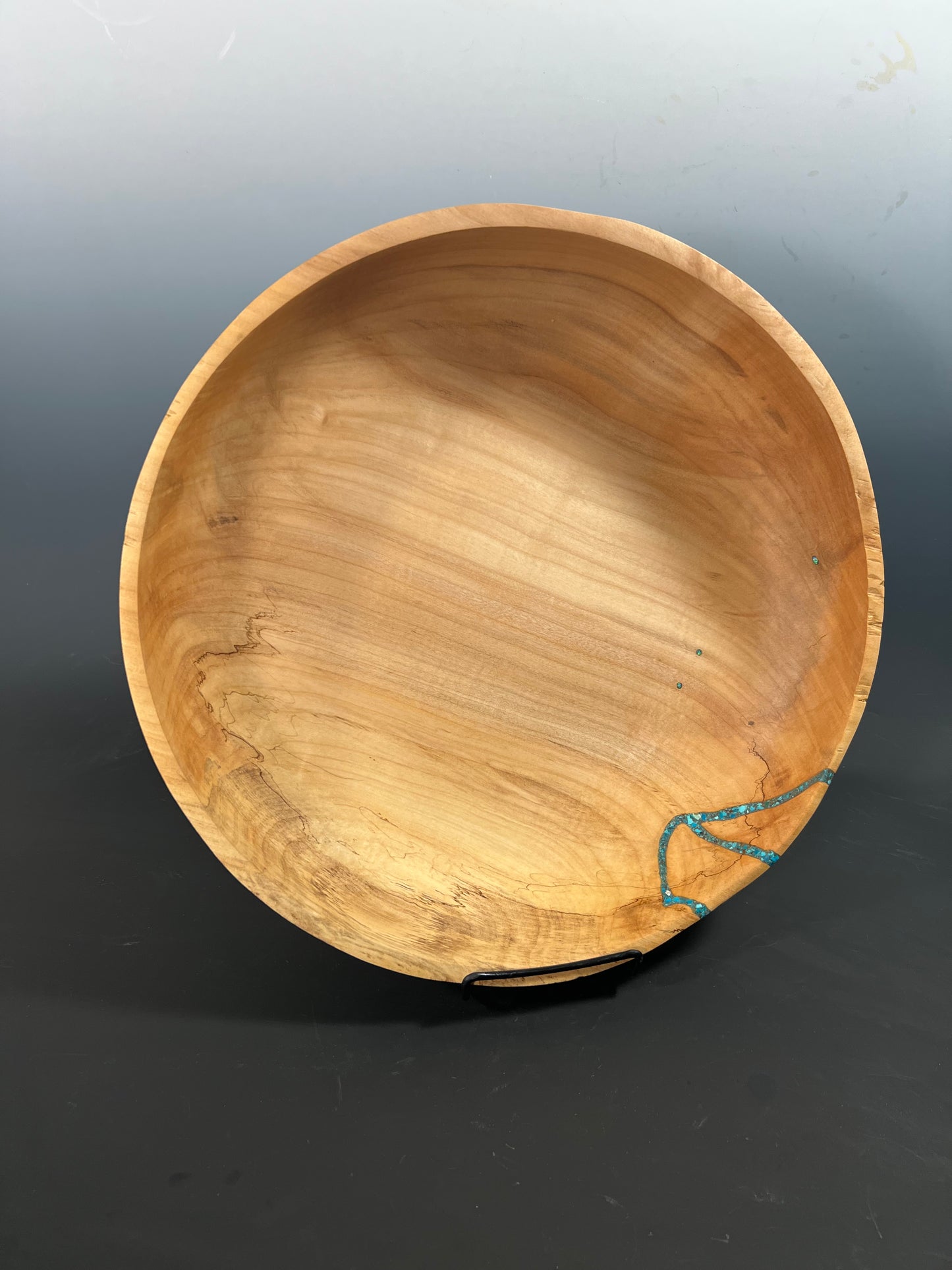 17” salad bowl with turquoise inlay