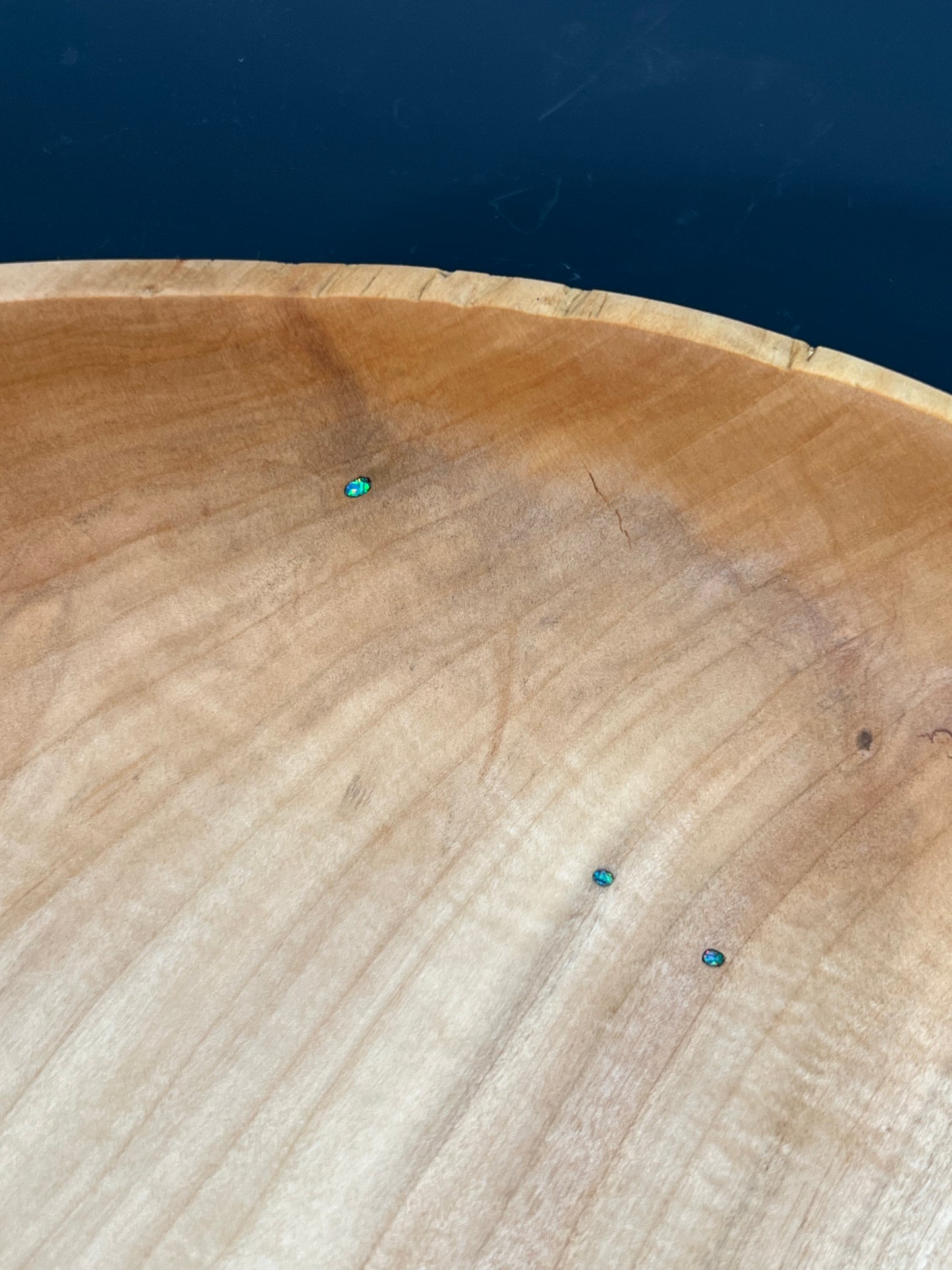 17” salad bowl with turquoise inlay