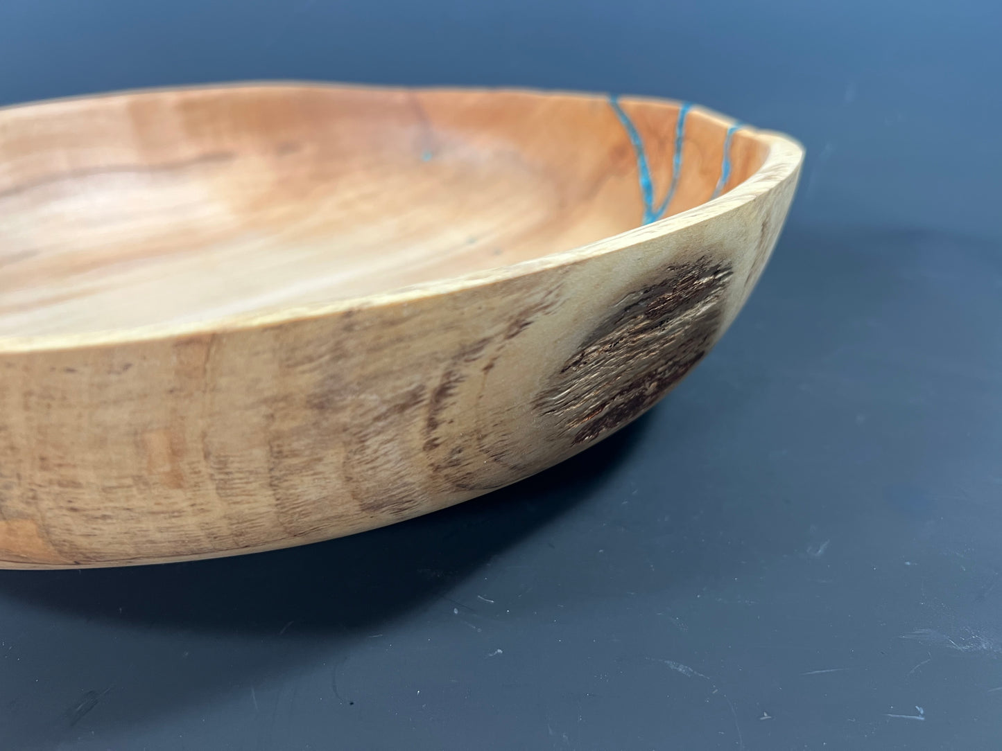 17” salad bowl with turquoise inlay